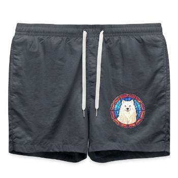 Samojede Hunderasse Buntes Glas Buntes Wassercolo - Badeshorts - Anthrazit - Vorne - AI Model Male 185 light (185cm)