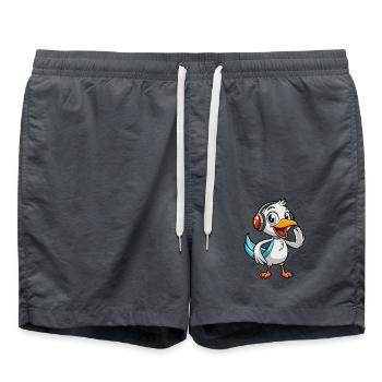 Pelican Funny Cartoon Character Musique de casque - Short de bain - charbon - Devant - AI Model Male 185 light (185cm)