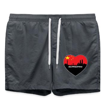 Flaggen-Skyline-Reise-Andenken Guangzhous China - Badeshorts - Anthrazit - Vorne - AI Model Male 185 light (185cm)