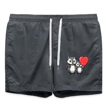 Dachse Kawaii Cartoon Haustier spielt mit Luftballons - Badeshorts - Anthrazit - Vorne - AI Model Male 185 light (185cm)