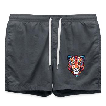 Jaguar Buntes Aquarell Tier Haustier Illustration - Badeshorts - Anthrazit - Vorne - AI Model Male 185 light (185cm)