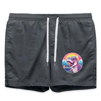 Dinosaurier Aquarell Karikatur Kawaii Haustier Tier Colo - Badeshorts - Anthrazit - Vorne - AI Model Male 185 light (185cm)
