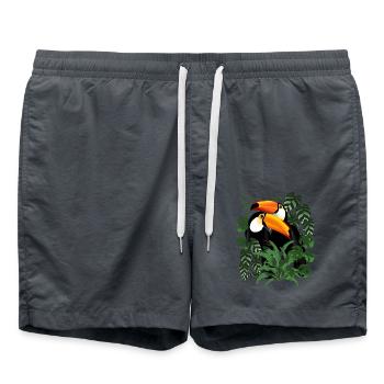 Tukan Paar im Blätterwald - Badeshorts - Anthrazit - Vorne - AI Model Male 185 light (185cm)