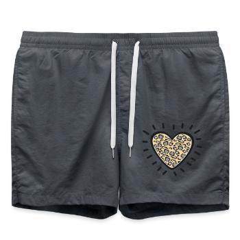 Leopard Heart Burst - Swim Trunks - anthracite - Front - AI Model Male 185 light (185cm)