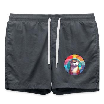 Otter Buntglas Bunte Karikatur Kawaii Tier - Badeshorts - Anthrazit - Vorne - AI Model Male 185 light (185cm)