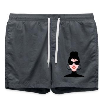 FRAU, GIRLY, WOMAN, TEENAGER. TEENAGER - Badeshorts - Anthrazit - Vorne - AI Model Male 185 light (185cm)
