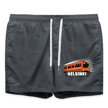 Helsinki Metro T-Shirts, Hoodies, Kleidung, Geschenke - Badeshorts - Anthrazit - Vorne - AI Model Male 185 light (185cm)