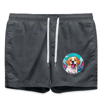 Alano Español Hunderasse Cartoon Kawaii Aquarell - Badeshorts - Anthrazit - Vorne - AI Model Male 185 light (185cm)