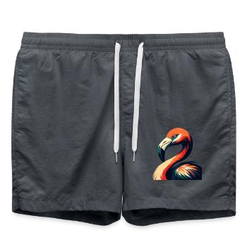Flamingo Cartoon Figur Buntes Haustier Tier - Badeshorts - Anthrazit - Vorne - AI Model Male 185 light (185cm)