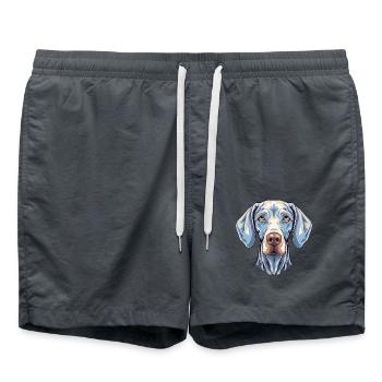 Weimaraner Hunderasse Aquarell Karikatur Kawaii Col - Badeshorts - Anthrazit - Vorne - AI Model Male 185 light (185cm)