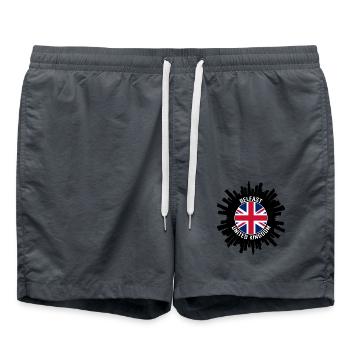 Belfast Skyline UK Flagge Reise Souvenir - Badeshorts - Anthrazit - Vorne - AI Model Male 185 light (185cm)