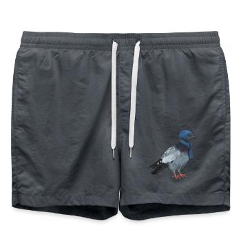 Taube mit Mütze und Schal - Wintertaube - Badeshorts - Anthrazit - Vorne - AI Model Male 185 light (185cm)