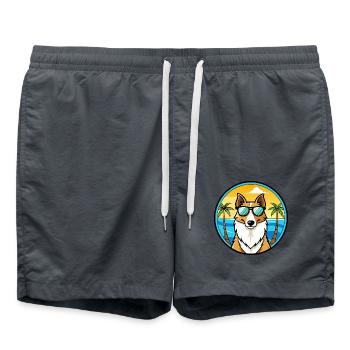 Smooth Collie Chien Race Dessin Animé Lunettes de Soleil Plage - Short de bain - charbon - Devant - AI Model Male 185 light (185cm)