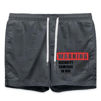 Avertissement Badge de caméra de vidéosurveillance Icône de panneau de sécurité - Short de bain - charbon - Devant - AI Model Male 185 light (185cm)