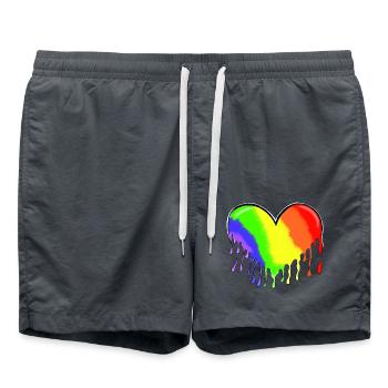 Regenbogenherz - Badeshorts - Anthrazit - Vorne - AI Model Male 185 light (185cm)