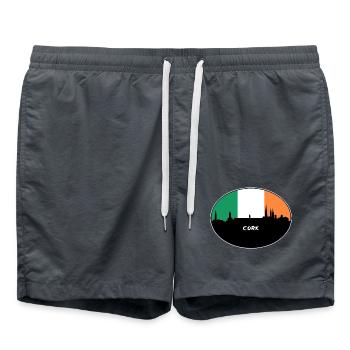 Cork Irland Flagge Skyline Reise Souvenir - Badeshorts - Anthrazit - Vorne - AI Model Male 185 light (185cm)