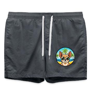 Chihuahua Dog Breed Cartoon Sunglasses Beach - Swim Trunks - anthracite - Front - AI Model Male 185 light (185cm)