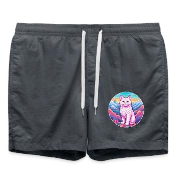 Singapura Katze Bunte Karikatur Aquarell Illustra - Badeshorts - Anthrazit - Vorne - AI Model Male 185 light (185cm)