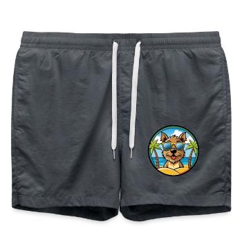 Border Terrier Dog Breed Cartoon Sunglasses Beach - Swim Trunks - anthracite - Front - AI Model Male 185 light (185cm)
