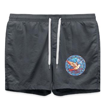 Taube bunte Aquarell-Tier-Haustier-Illustration - Badeshorts - Anthrazit - Vorne - AI Model Male 185 light (185cm)