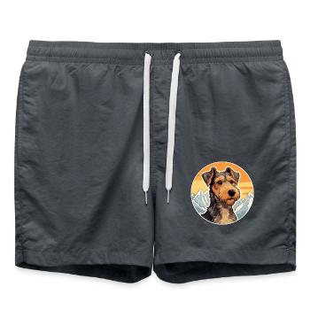 Deutsche Jagd Terrier Hunderasse Cartoon Kawaii Wa - Badeshorts - Anthrazit - Vorne - AI Model Male 185 light (185cm)