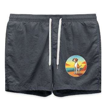 Alano Español Hund Rasse Cartoon Kawaii Clipart Hund - Badeshorts - Anthrazit - Vorne - AI Model Male 185 light (185cm)