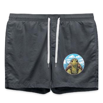 Schildkröte Aquarell Karikatur Kawaii Haustier Tier Farbe - Badeshorts - Anthrazit - Vorne - AI Model Male 185 light (185cm)