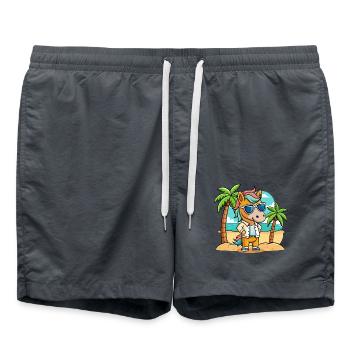 Cheval Drôle Dessin Animé Plage Été Lunettes de soleil - Short de bain - charbon - Devant - AI Model Male 185 light (185cm)