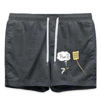 Fliege lustig Renn Run Vektor Fliegenklatsche - Badeshorts - Anthrazit - Vorne - AI Model Male 185 light (185cm)