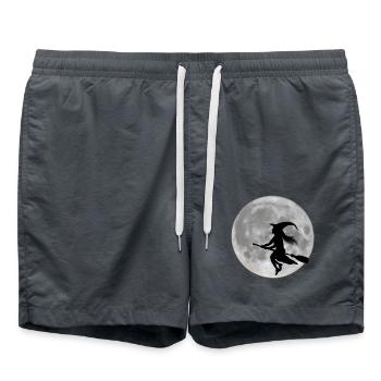 Fliegende Hexe vorm Mond - Badeshorts - Anthrazit - Vorne - AI Model Male 185 light (185cm)