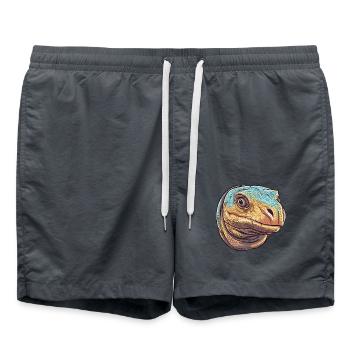 Komodowaran Bunte Aquarell-Karikatur Kawaii A - Badeshorts - Anthrazit - Vorne - AI Model Male 185 light (185cm)