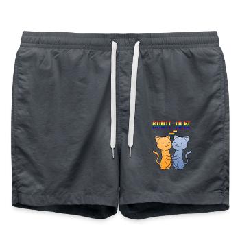 Bunte Liebe Katzen Regenbogen Lesbe Schwul Queer - Badeshorts - Anthrazit - Vorne - AI Model Male 185 light (185cm)