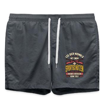 Leg Dich Nicht Mit Sportschützen An Sportschütze - Badeshorts - Anthrazit - Vorne - AI Model Male 185 light (185cm)