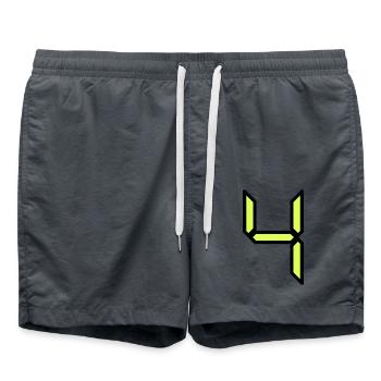 4 JAHRE,4. GEBURTSTAG,4 JAHRE JUBILÄUM - Badeshorts - Anthrazit - Vorne - AI Model Male 185 light (185cm)