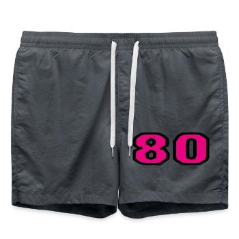 80. 80 YEARS. 80th ANNIVERSARY. 80TH BIRTHDAY. - Swim Trunks - anthracite - Front - AI Model Male 185 light (185cm)