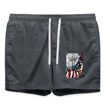 US Flagge und Kreuz-Motiv - Badeshorts - Anthrazit - Vorne - AI Model Male 185 light (185cm)