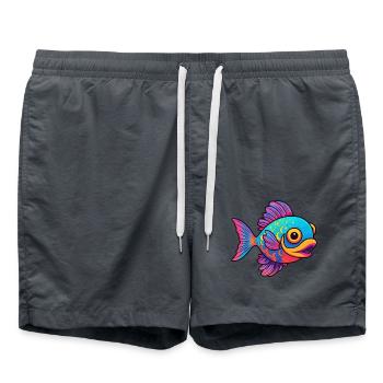 Fisch Buntes Aquarell Cartoon Kawaii Tier - Badeshorts - Anthrazit - Vorne - AI Model Male 185 light (185cm)