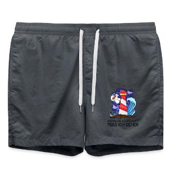 Wenn die Küste ruft Nordsee Leuchtturm - Badeshorts - Anthrazit - Vorne - AI Model Male 185 light (185cm)