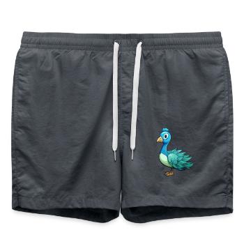 Pfau Niedliche Karikatur Kawaii Aquarell Tier Haustier - Badeshorts - Anthrazit - Vorne - AI Model Male 185 light (185cm)