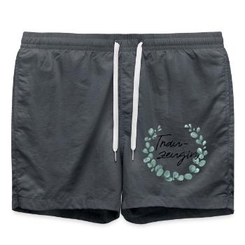 Trauzeugin - Junggesellinnenabschied - Badeshorts - Anthrazit - Vorne - AI Model Male 185 light (185cm)