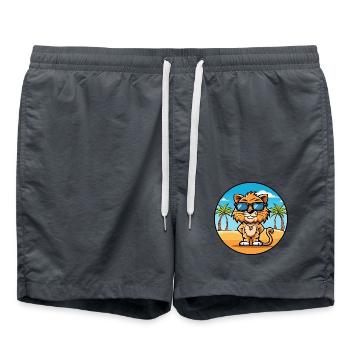 Liger Hybrid Lion Tiger Cat Breed Cartoon Beach - Swim Trunks - anthracite - Front - AI Model Male 185 light (185cm)