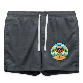 Spanisch Wasser Hund Rasse Cartoon Sonnenbrille Strand - Badeshorts - Anthrazit - Vorne - AI Model Male 185 light (185cm)