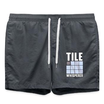 Fliesenleger Fliesensetzer Beruf Fugenleger Fliese - Badeshorts - Anthrazit - Vorne - AI Model Male 185 light (185cm)