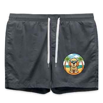 Spanisch Wasser Hund Rasse Cartoon Sonnenbrille Strand - Badeshorts - Anthrazit - Vorne - AI Model Male 185 light (185cm)