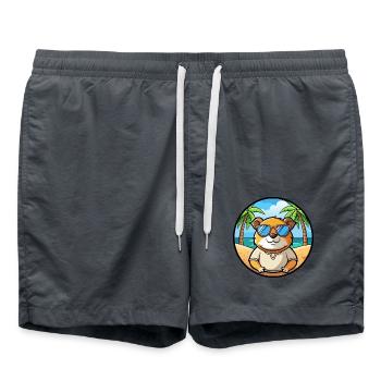 Cochon d’Inde Drôle Dessin Animé Plage Été Lunettes de soleil - Short de bain - charbon - Devant - AI Model Male 185 light (185cm)