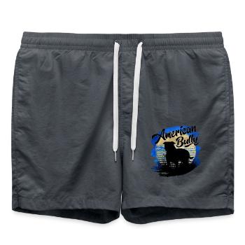 American Bully XL blue line künstlerisches Design - Badeshorts - Anthrazit - Vorne - AI Model Male 185 light (185cm)