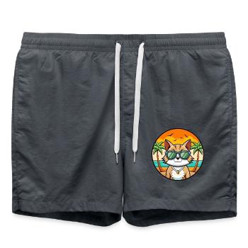 European Shorthair Cat Breed Cartoon Sunglasses - Swim Trunks - anthracite - Front - AI Model Male 185 light (185cm)