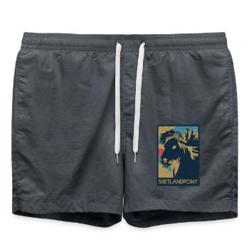 Wuscheliges Shetlandpony Ponyhof - Badeshorts - Anthrazit - Vorne - AI Model Male 185 light (185cm)