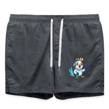 Cockatoo Funny Cartoon Character Headphone Music - Swim Trunks - anthracite - Front - AI Model Male 185 light (185cm)