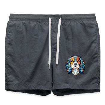 Cavalier King Charles Spaniel Hunderasse Aquarell - Badeshorts - Anthrazit - Vorne - AI Model Male 185 light (185cm)
